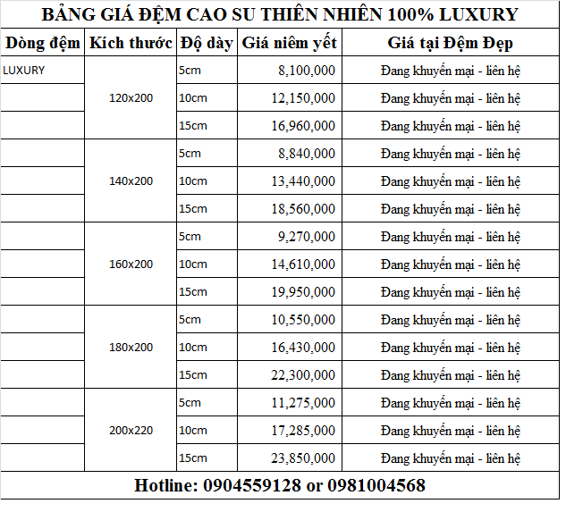 Đệm cao su Luxury